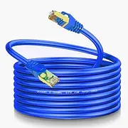 LEKVKM Cat8 Ethernet Cable 300Ft Round S/FTP Outdoor&Indoor Heavy Duty High Speed Cat8 LAN Network Cable 40Gbps 2000Mhz Blue