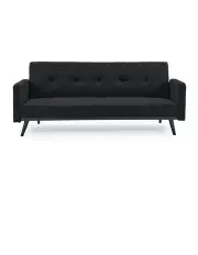 [Sarantino] 3 Seater Sofa Bed Lounge Futon Couch Modular Furniture Home Linen Fabric Black