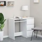 White Desk Chipboard Workstation With 3 Storage Drawers Computer Study Table