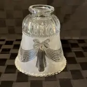 Vintage Frosted & Clear Glass Light Shades w Draped Ribbon Features