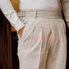 Mes British Formal Corduroy Suit Pants Retro Straight Leg Business Trousers New