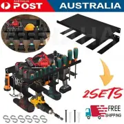 2Sets Power Tool Organizer w/ Storage rack 4 Drills Holder Shelf Wall Mount