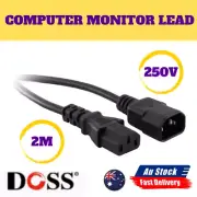 DOSS LEAD LENGTH 2M BLACK IEC EXTENSION LEAD COMPUTER MONITOR LEAD