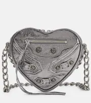 [Balenciaga] Balenciaga Le Cagole Heart Mini leather crossbody bag One Size silver