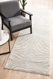 Rug Culture Silver & Off White Zebra Print Durable Runner Rug