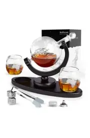 Whiskey Decanter Set,Globe Wine Decanter Set with 2 Glasses,Cleaning Beads