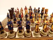 Luxury Chess Set Crusaders Hand Painted Inlaid Wooden Chess Board - Gift Idea