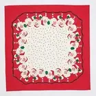 Retro Santa Claus Calls Cotton Christmas Holiday Tablecloth Linens 52" Square