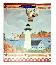 Sailboat on the Bay Patriotic Lighthouse Flag 3-Pack Gift Bags and Tags Sparkle