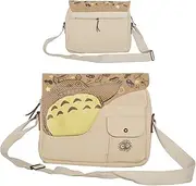 [Glaswder] Large Capacity Multipurpose Canvas Messenger Bag Anime Travel Crossbody Bag Casual Shoulder Bag,Beige & Yellow