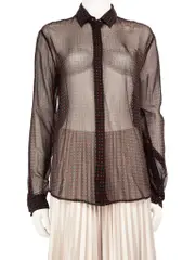 Square Polka Dot Sheer Blouse