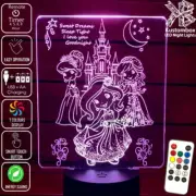 PRINCESS & CASTLE Girls 3D LED Night Light Colour Change Room Lamp