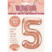 Number 5 Foil Balloon - Rose Gold