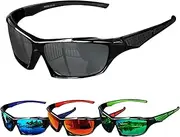 Polarized Sports Sunglasses for Men Women - 4 Pack Polarised Cycling Sun Glasses, Lightweight and Durables Wrap Around Polarized Shades for Driving, Cycling, Golf, Fishing, Running, Sailing, Skiing