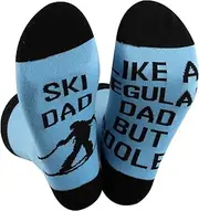 [FUNYSO] Ski Dad Novelty Socks Winter Sport Gift Skiing Socks For Ski Lover Snow Skiing Gift Father's Day Gift