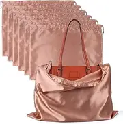 PlasMaller Dust Cover Storage Bags Silk Cloth with Drawstring Pouch For Handbags Purses Pocketbooks Shoes Boots Set of 6, Pink, 23.6 x 19.6 in