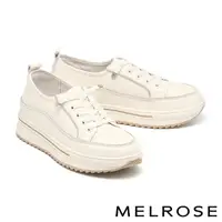 在飛比找momo購物網優惠-【MELROSE】美樂斯 簡約日常閃鑽彈性鞋帶牛皮厚底休閒鞋