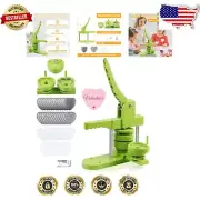 DIY Button Maker Kit with 100 Supplies: Green Heart Shape Button Press Machine