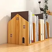 Desktop Organizer Rack, Office Desk Storage Shelf, Desktop Bookcase Wood Bookshelf AC38 (Wood)