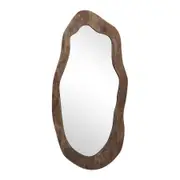 Willow & Silk Wood-Framed Large 100x49cm Mid-Century Asymmetric Wall Mirror