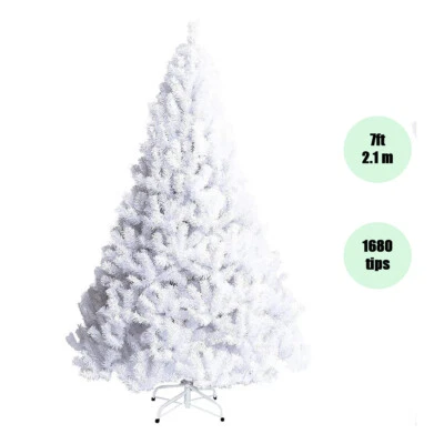 7FT 2.1M White Christmas Tree 1680 PVC Tips Metal Stand Eco Home Decor