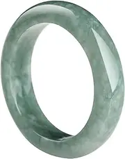 [BJIMIDTI] Natural Light Green Jade Ring(Size:5-12), A Grade Green Slim Jade Rings for Women 100% Real Stone Jade Band Ring Simple Gemstone Ring Jewelry Gift