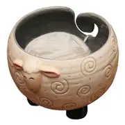 Sleepy Sheep Ceramic Yarn Bowl Knitting Bowl - Holds Ball of Yarn for Tangle Free Needlecrafts, 6" W x 4.5" H As Shown