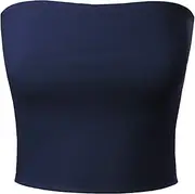 [MixMatchy] Women's Floral Print Smocked Lettuce Edge Crop Tube Top