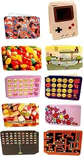 [Honeey] (80+ Designs) Bus Pass Wallet Credit Travel Rail Ticket Card Holder for Oyster Zip Business ID Card - Bifold - Party Bag Gift School Leaver, 10x Fun Wallets Collection (1 of Each), Modern