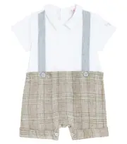 [Il Gufo] Il Gufo Baby checked jersey playsuit M 12 brown