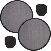 DOITOOL 2 Pieces Round Folding Fans Handheld Portable Foldable Fan 9.8 Inch Retro Classic Round Fan for Summer Wedding Party Favors - Black