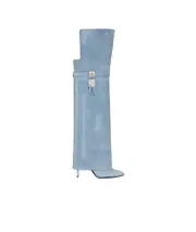 Shark Lock Stiletto over-the-knee boots in washed denim 35,37,38,40 medium blue