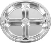HEALEEP Unbreakable Kids Dinner Plate 4 Section Lunch Tray Stainless Steel Divided Plate