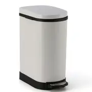 SOGA Foot Pedal Stainless Steel Rubbish Recycling Garbage Waste Trash Bin 10L U White