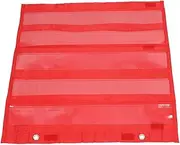 Cechoayuu Pocket Chart, Schedule Pocket Chart, Transparent Pockets, Magnetic, Polyester, PVC, For Students and Schools (Red)