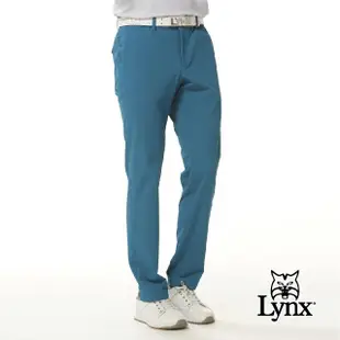 【Lynx Golf】korea男款韓國進口商品造型褲耳後袋配色設計運動風格平口休閒長褲(二色)