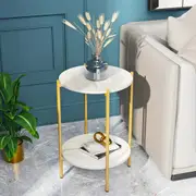 COMFEYA 2 Tier Round Coffee End Table with Storage Shelf