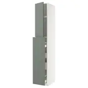 METOD / MAXIMERA hc w p-o func 1dr/4drw, white/Nickebo matt grey-green, 40x60x240 cm