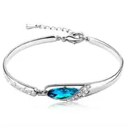 Silver plating Bangle Bracelet Fashion Female Models Cute Vintage Super Flash Wild Blue Jewelry