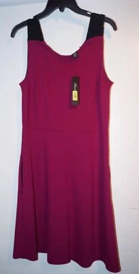 Kenneth Cole NWT 8 $98 The Skylar Dress Fuchsia/Black Back Zipper Design Dress