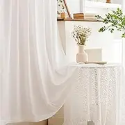 MYSTIC-HOME Sheer Curtains 84 Inches Long 2 Panels Privacy White Sheer Drapes with Light Filtering Fabric for Bedroom Curtains for Living Room Rod Pocket&Back Tab Tops, Soft Voile Cortinas 52"W x 84"L