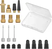 Zacro 19 PCS Bike Presta Valve Schrader Adaptor kit, Ball Pump Needles, Brass Bi