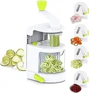 Vegetable Spiralizer (4-in-1 Rotating Blades) Zucchini Noodle Maker with Strong Suction Cup, Multipurpose Vegetable Slicer,Vegetable Grater, Manual Zoodles Spiralizer for Zucchini Potato Pasta