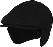 [Folie Co.] 100% Wool Herringbone Winter Ivy Cabbie Hat w/Fleece Earflaps - Driving Hat