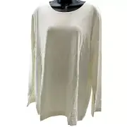 New Chico’s Women 3 Rayon Essential LS layer Top basic knit Ecru White X-Large