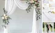 Wedding Arch Draping Fabric Backdrop 28.7" X 20FT Sheer Drapes 1 Panel White