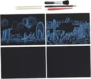 Vaguelly Scratch-Off Toys 7pc DIY Painting Craft Kit Singapore Bamboo Stick Scraper Brush Pen