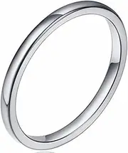 [Jude] 2MM Tungsten Carbide Stackable Ring Plain Wedding Band