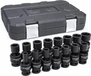 GEARWRENCH 84939N - 1/2" 6 Point Metric Universal Impact Socket Set 15 Piece
