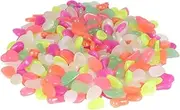 Happyyami Fish Tank Pebble Decor 600pcs Plastic Luminous Stones Fish Tank Rocks for Aquarium Decorative Set